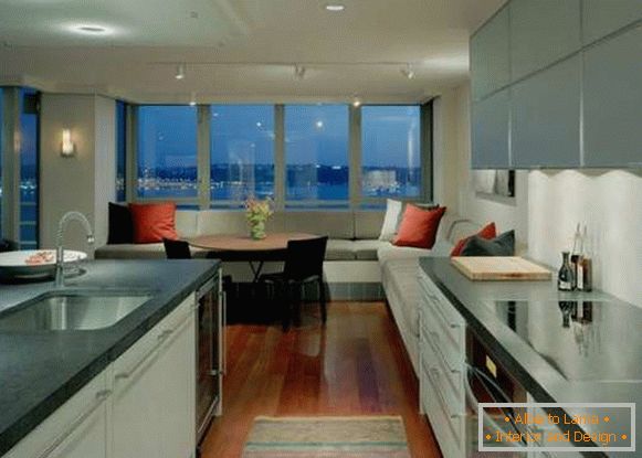 dizajn kuhinje dnevne sobe u modernom stilu, fotografija 10