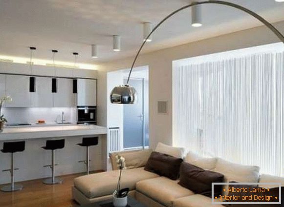 dizajn kuhinje dnevne sobe u modernom stilu fotografija, fotografija 42