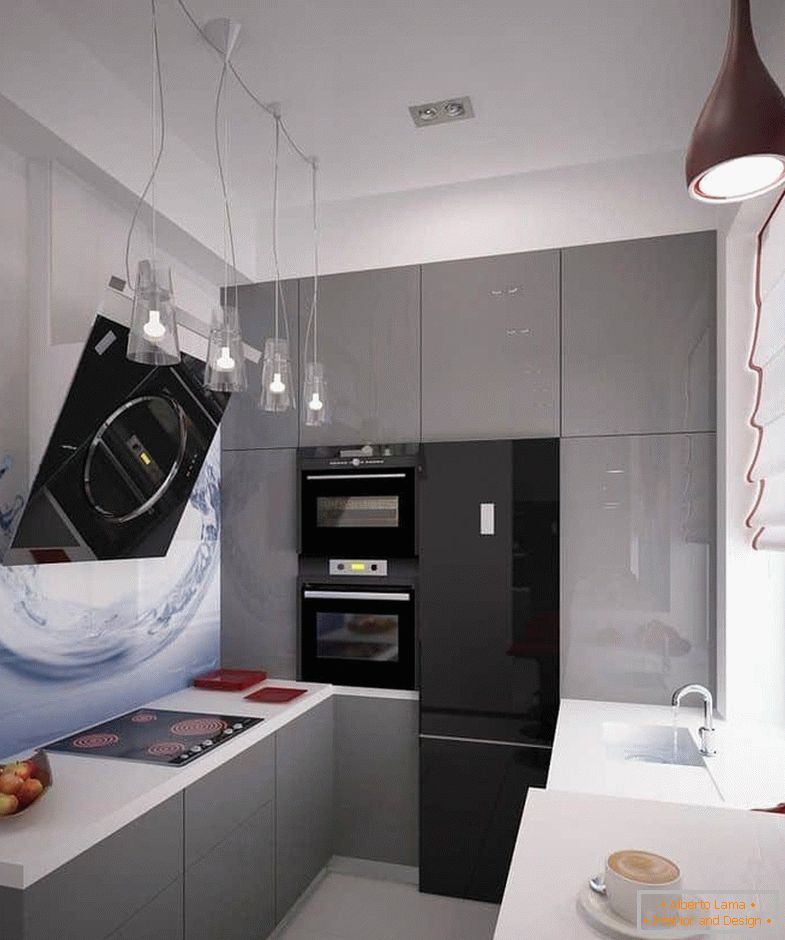 Jedan zid u kuhinji može se u potpunosti napuniti ormarićima sa tehnologijom poda do plafona