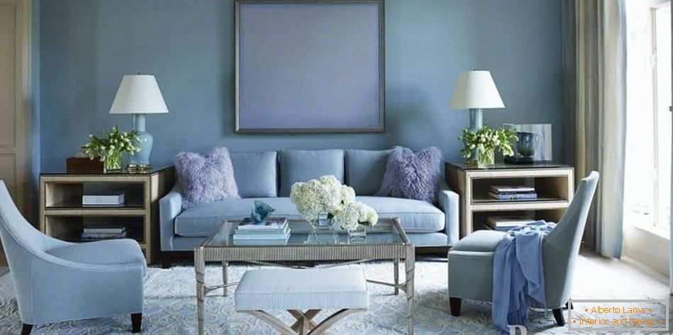 Elegantna dnevna soba u plavoj nijansi