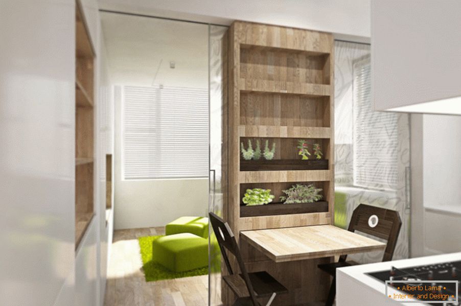 Apartman dizajn transformator: trpezarija u kuhinji