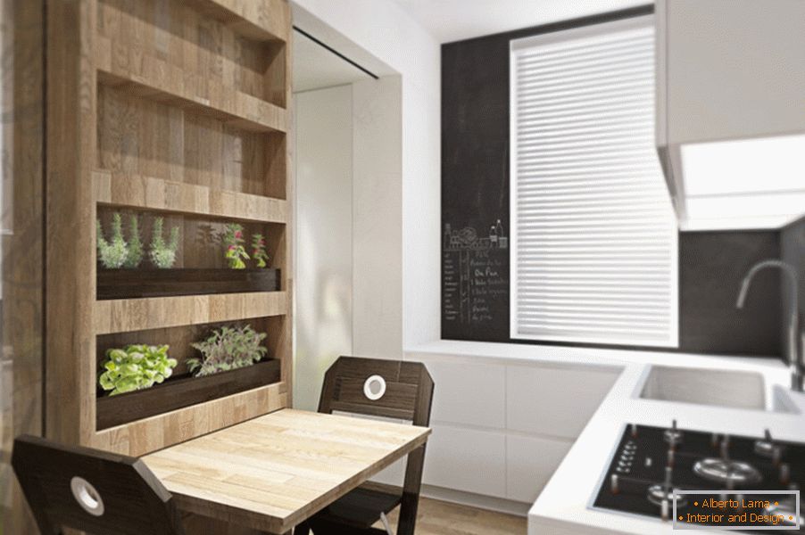 Apartmanski transformator: rack sa biljkama u kuhinji