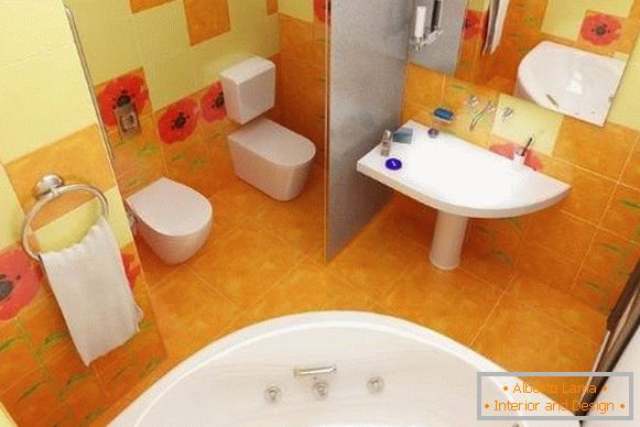 Dizajn kombiniranog kupatila - fotografija u svetlim bojama