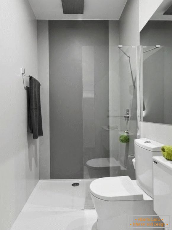 Mala kombinovana kupaonica - fotografija u bijelim tonovima