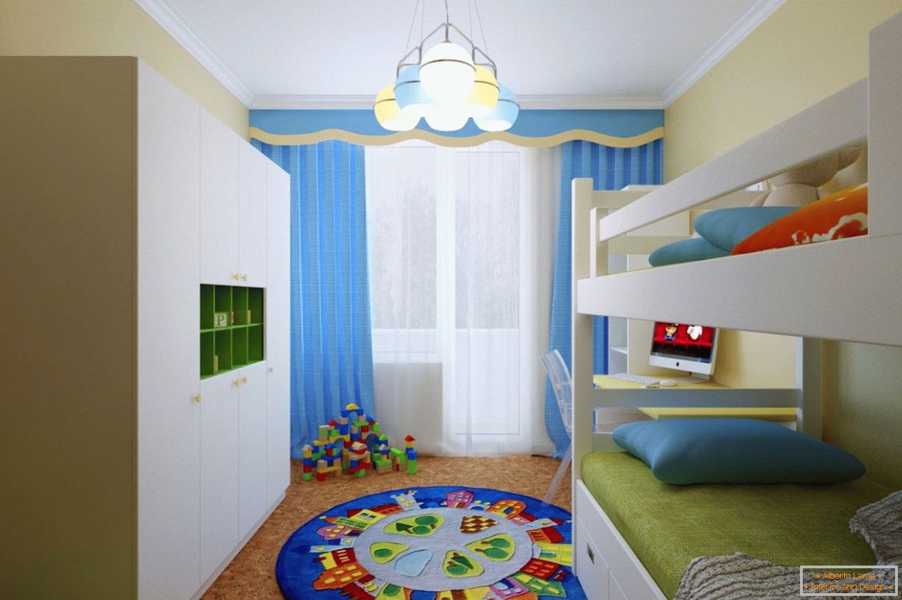 Plave zavese u sobi za dečaka
