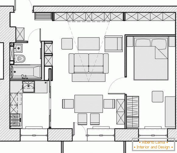 Dizajn apartmana 40 m2 - raspored soba