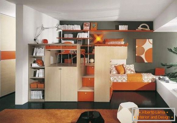 Dizajn jednosobnog stana sa detetom u školi - radno mesto na fotografiji