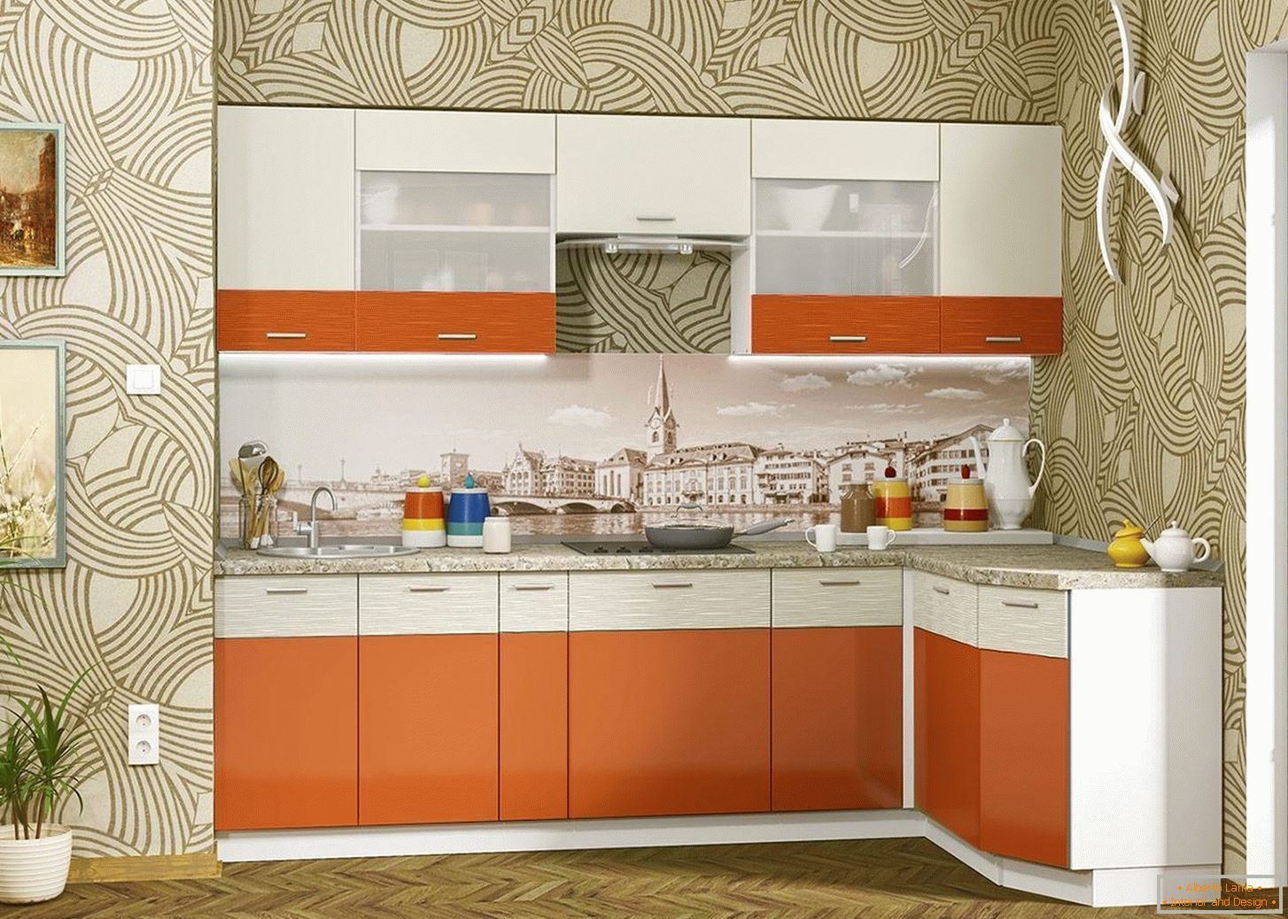 Kompaktna kuhinja u narandžastoj boji