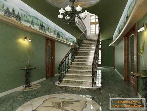 dizajn hodnika u privatnoj kući s stepeništem, foto 15
