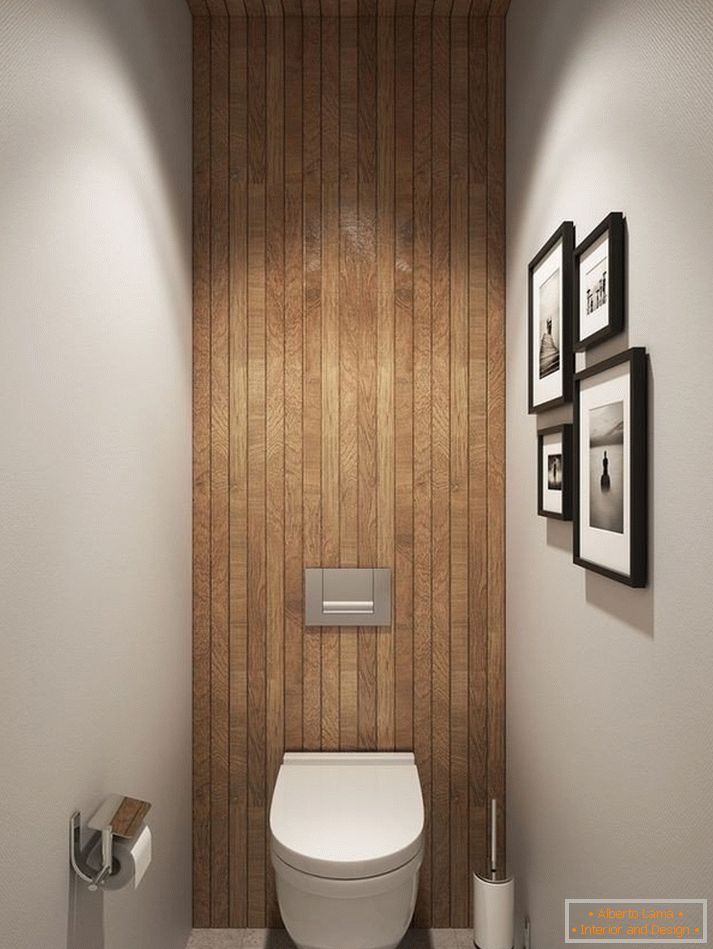 Kupatilo sa drvenim plafonima i zidom