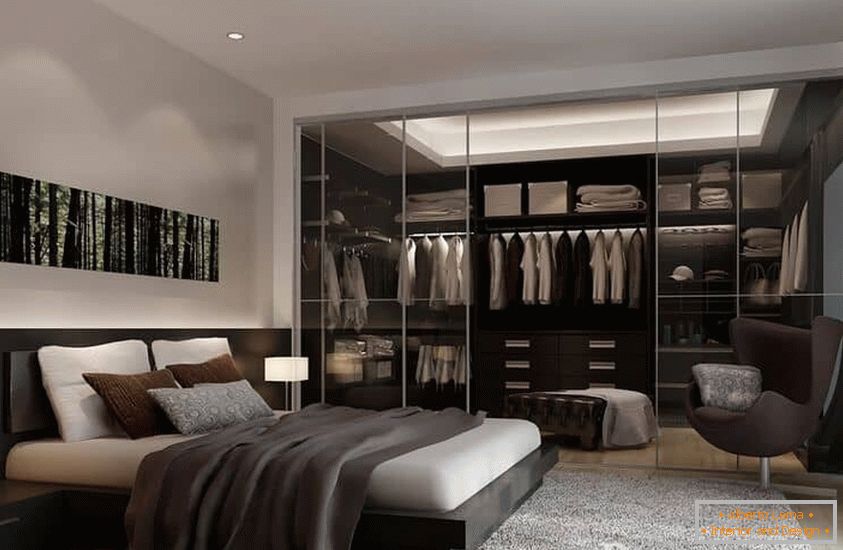 Dizajn spavaće sobe sa garderobom