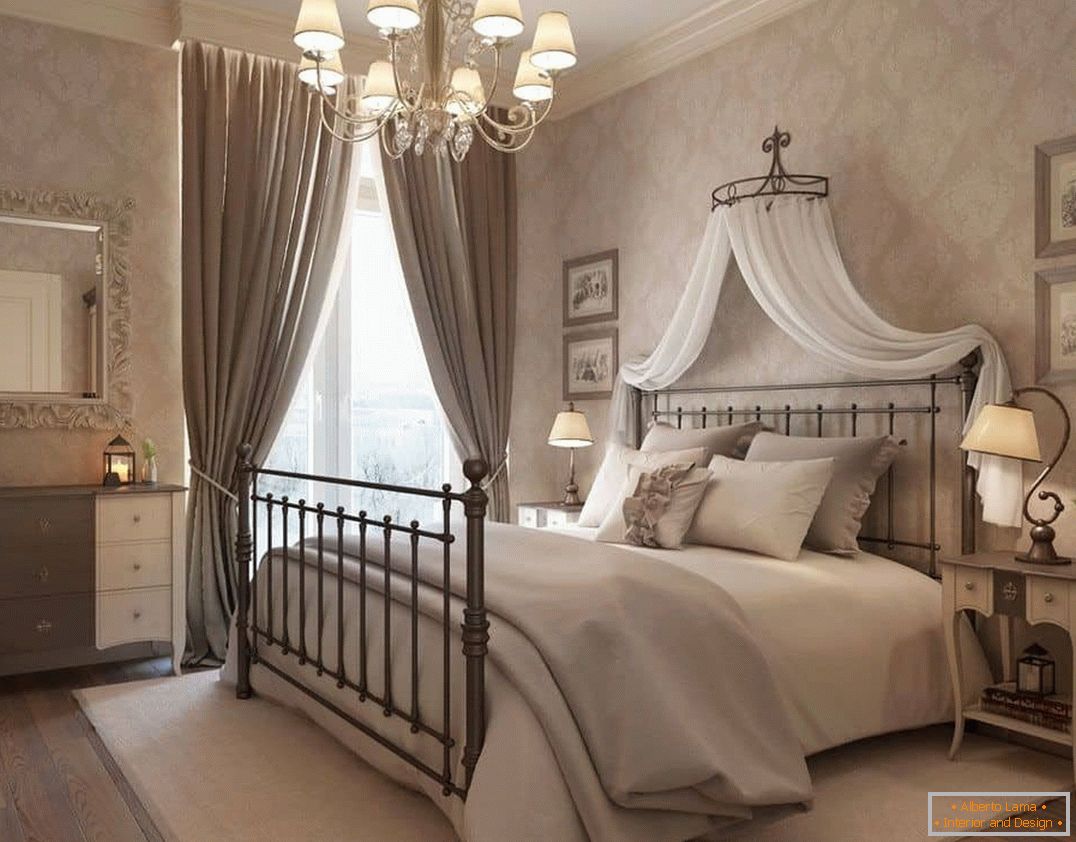 Dizajn romantične spavaće sobe u klasičnom stilu