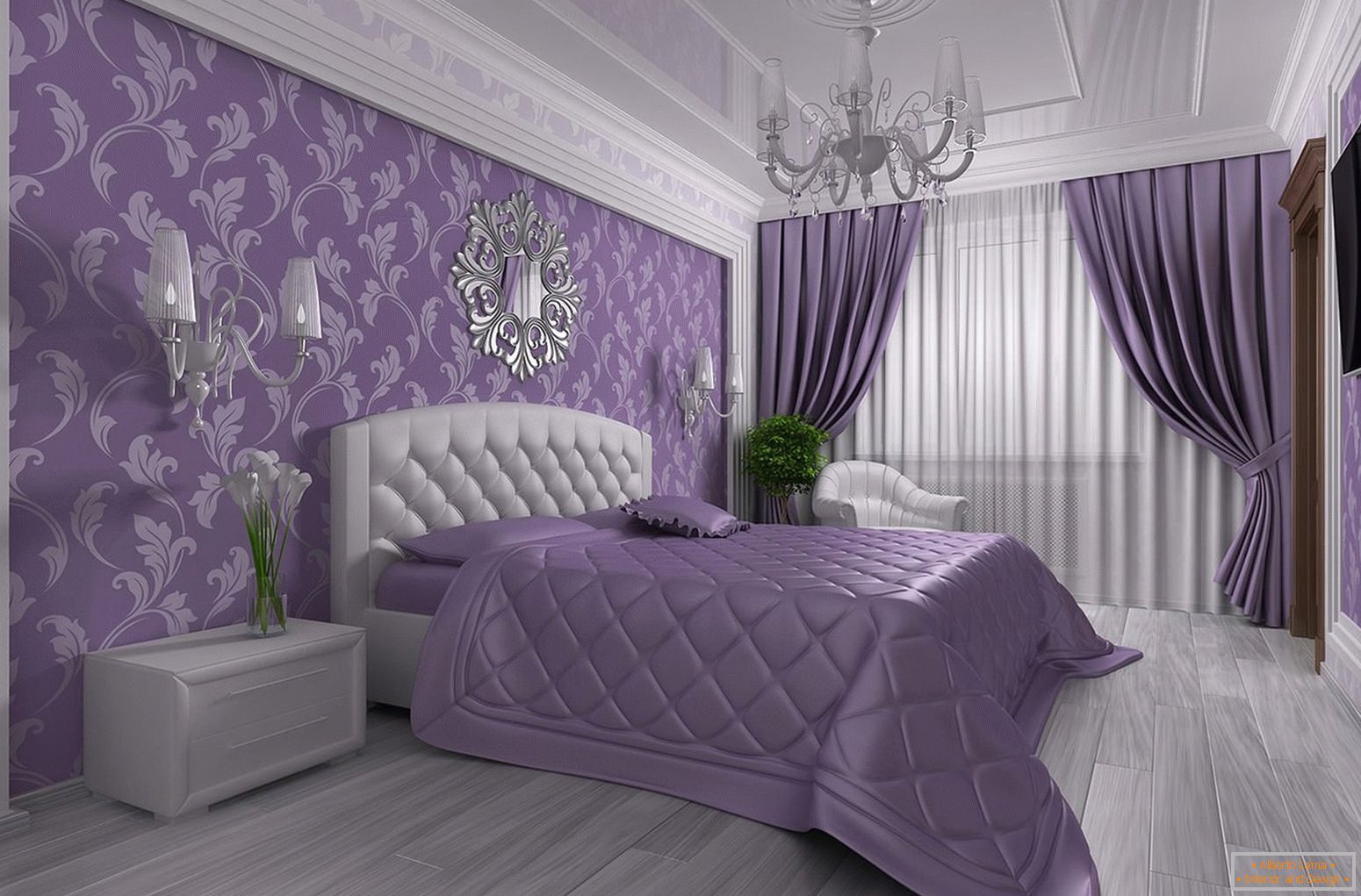 Elegantan enterijer spavaće sobe
