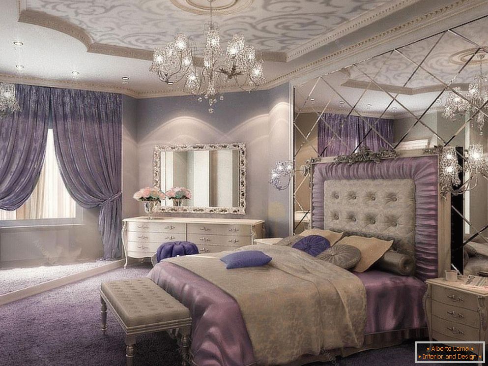 Lila spavaća soba u klasičnom stilu