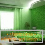 Smeđa i zelena u unutrašnjosti spavaće sobe