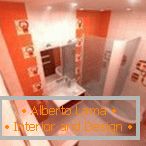 Dizajn uskog kupatila u narandžastim tonovima