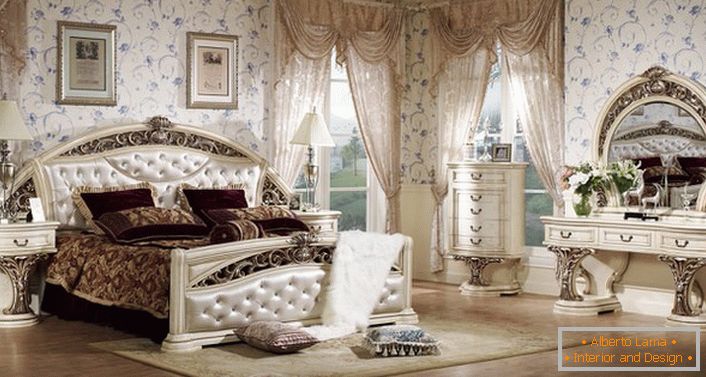 Projekat dizajna za prostranu spavaću sobu u baroknom stilu.