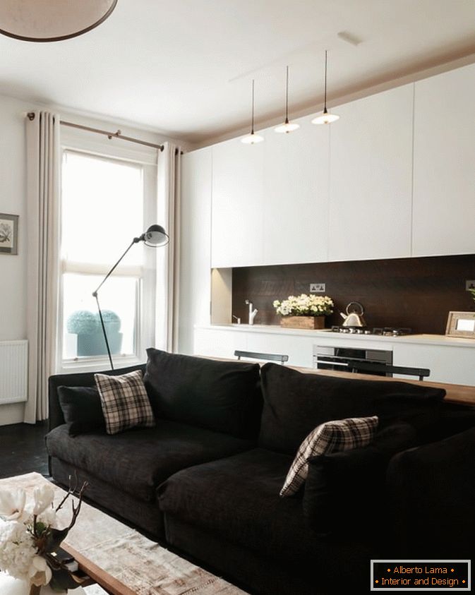 Kuhinja apartman-studio u modernom stilu