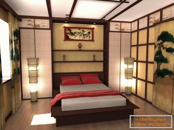 Japanski etnički stil u unutrašnjosti - foto spavaća soba