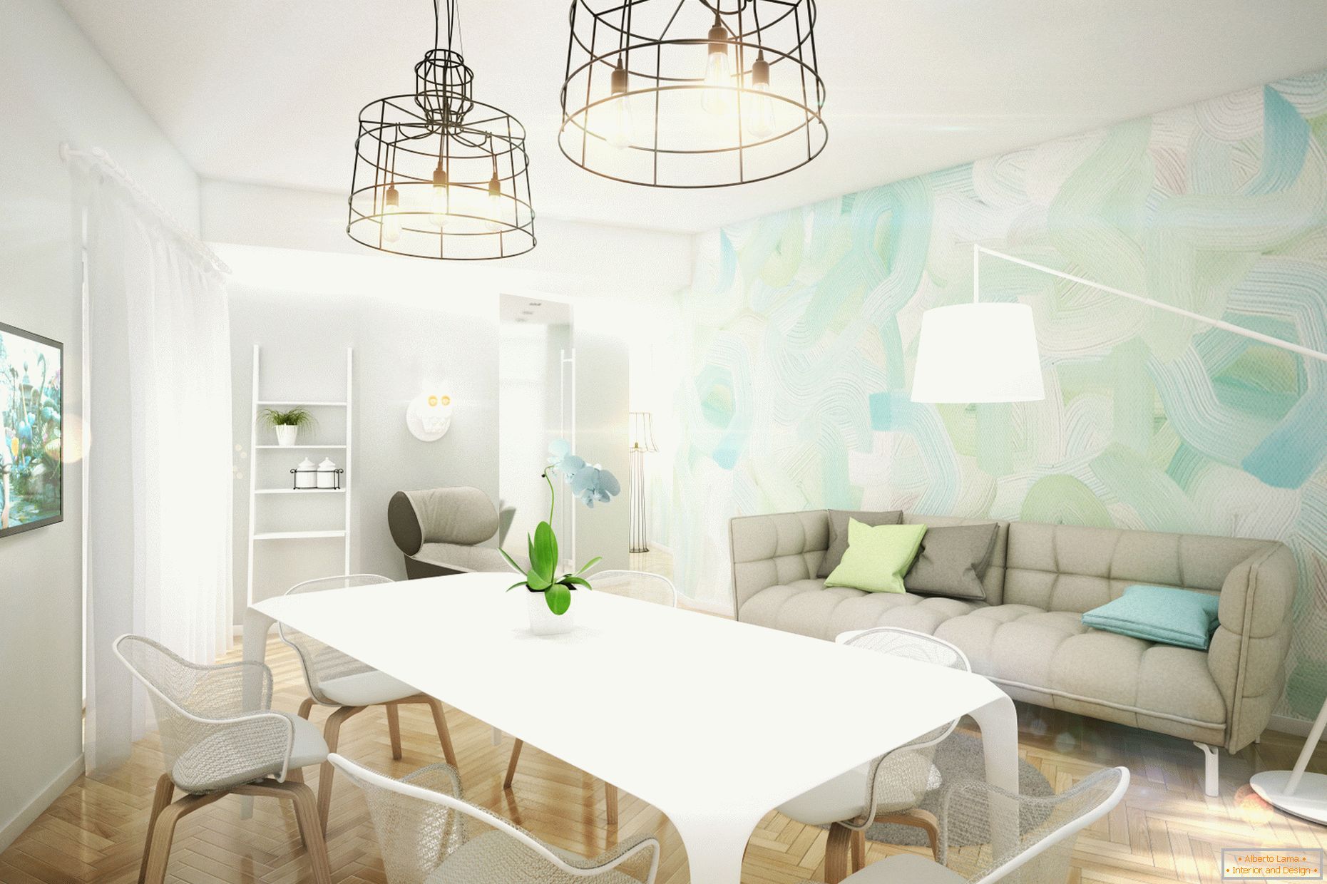 Dizajniran stan u pastelnim bojama: dnevni boravak