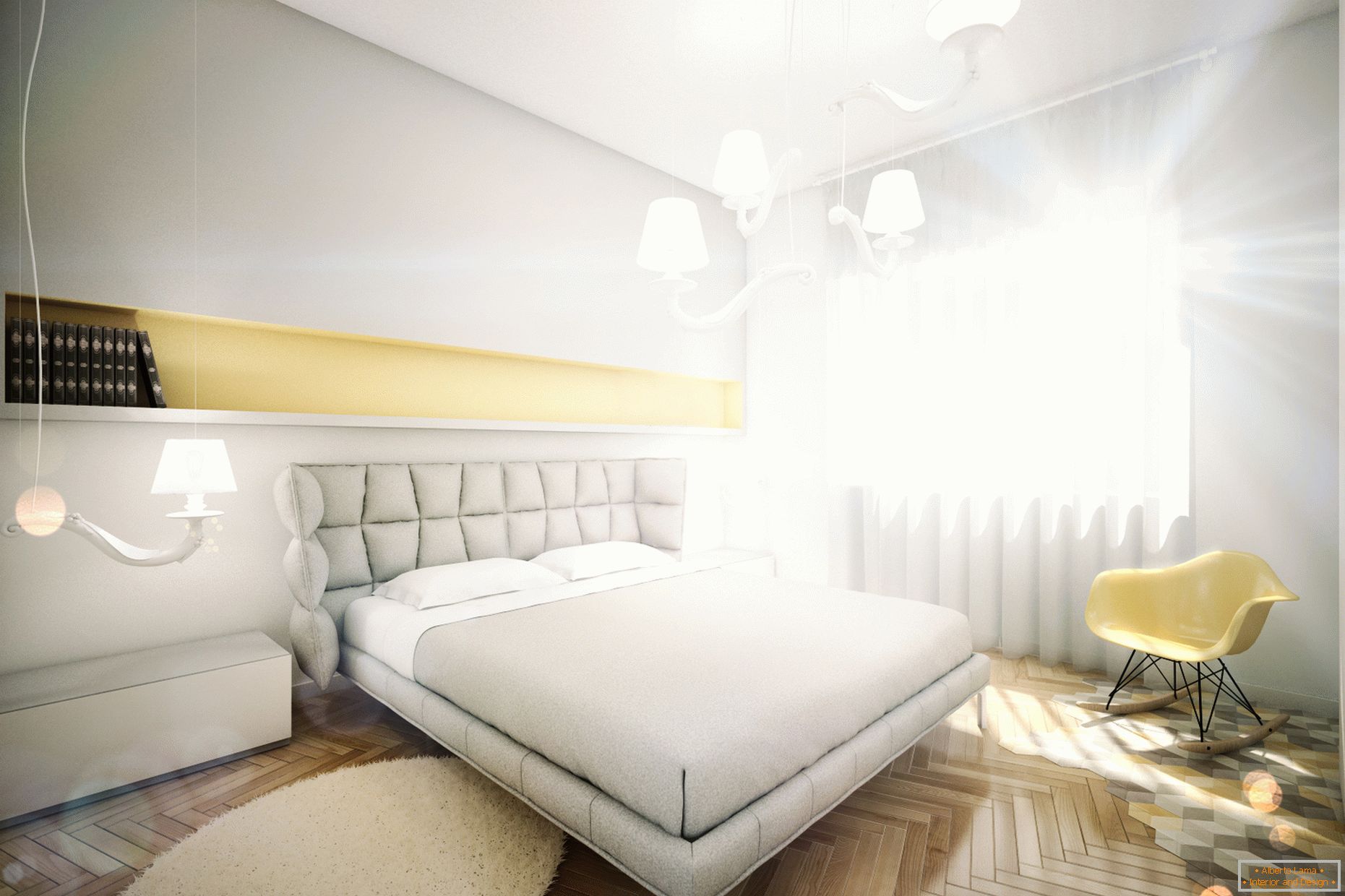 Dizajniran stan u pastelnim bojama: spavaća soba