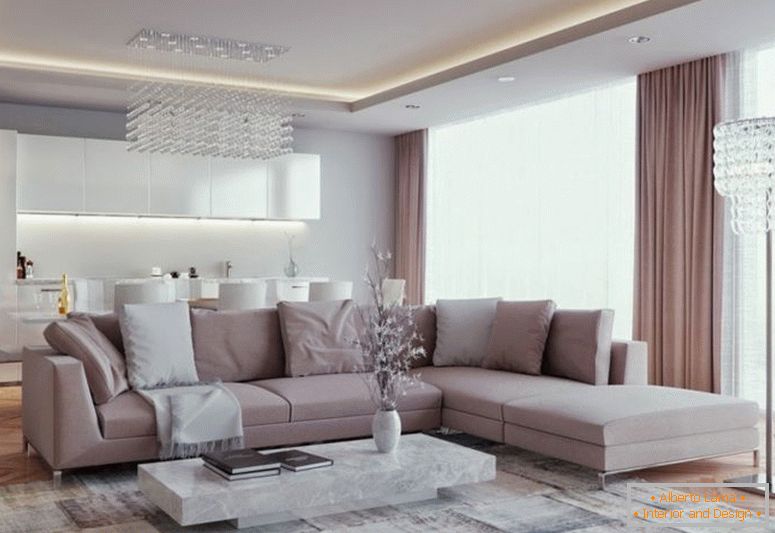 luksuzno-dnevna soba-sa-kuhinjom-u-foto-dizajn-30-m2