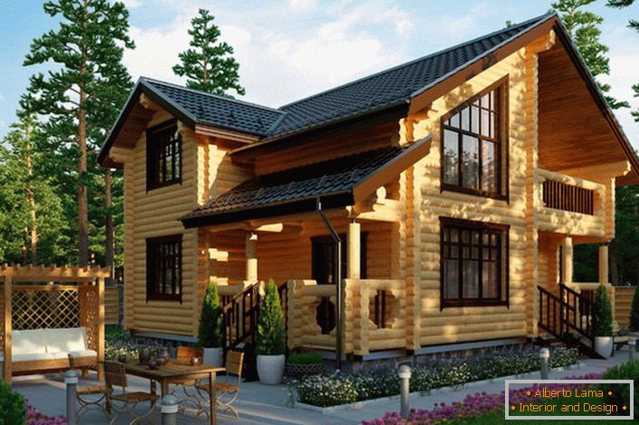 Kuća u rustikalnom stilu iz log kuće - izbor većine modernih vlasnika nekretnina na selu.