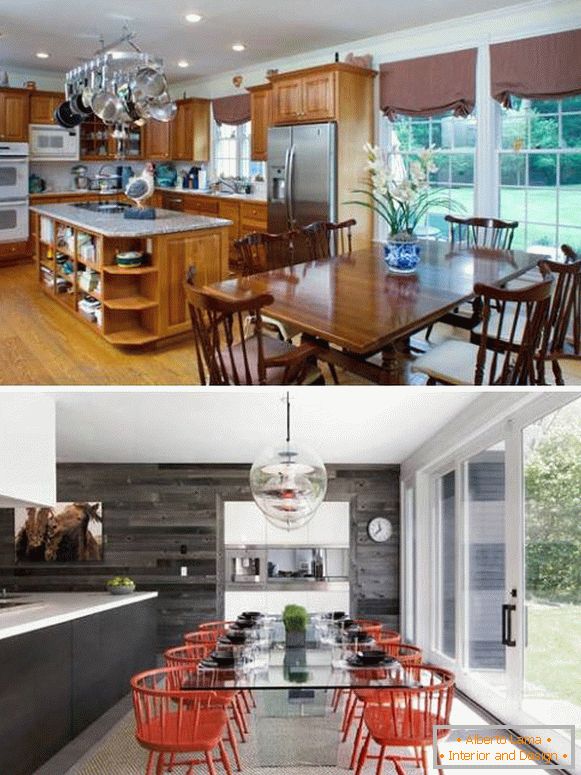 Dizajn kuhinje u privatnoj kući pre i posle fotografija