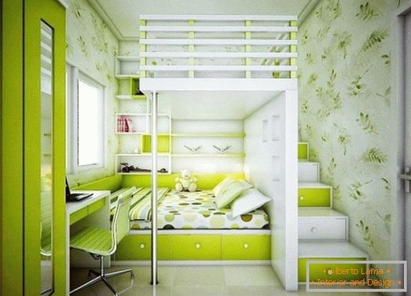 зелёный unutrašnjost dečije spavaće sobe для двух девочек