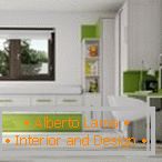 Kombinacija zelene i bele u dizajnu stana