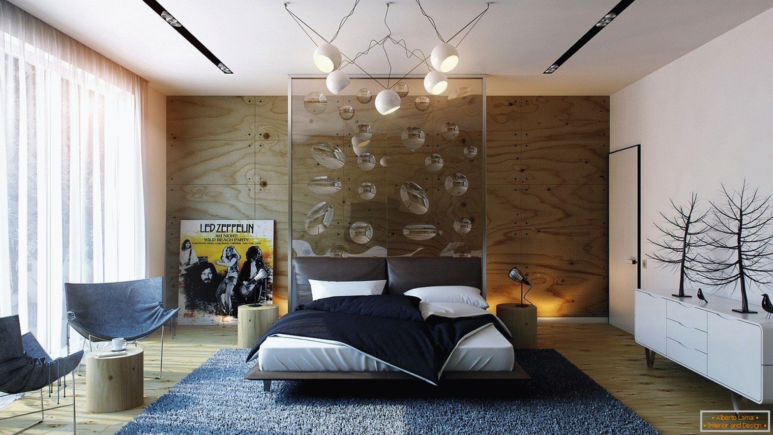 Moderan dizajn unutrašnjosti spavaće sobe