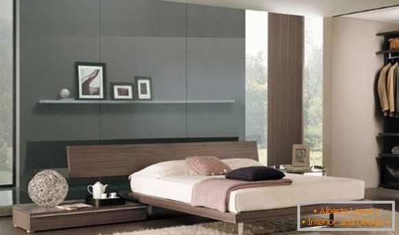 Moderna spavaća soba u visokotehnološkom stilu - šema boja