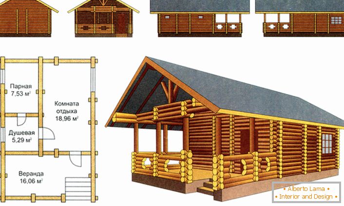 Interesantan projekat drvene kabine kupatila sa pergolom pod jednim krovom.