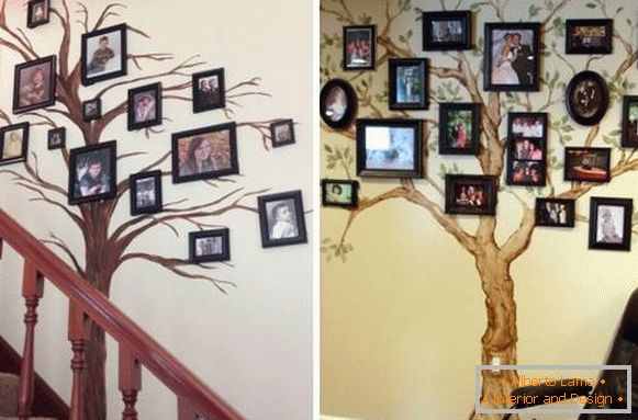 Ideje za ukrašavanje zidova s ​​fotografijama - porodično stablo