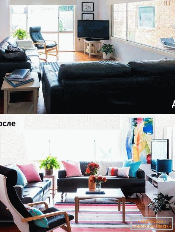 Pravi izgled dnevne sobe - fotografije pre i posle