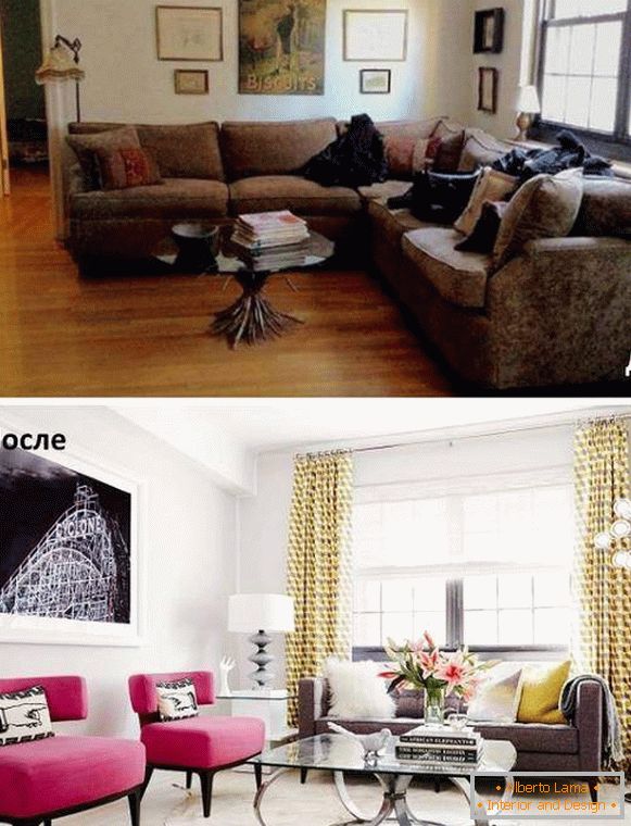 Kako urediti nameštaj u dnevnoj sobi - fotografije pre i posle rekonstrukcije