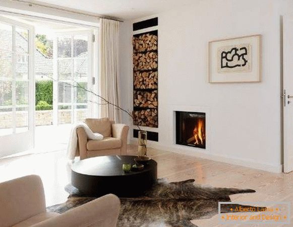 Izrada privatne kuće u stilu minimalizma - unutrašnjost dnevne sobe na fotografiji