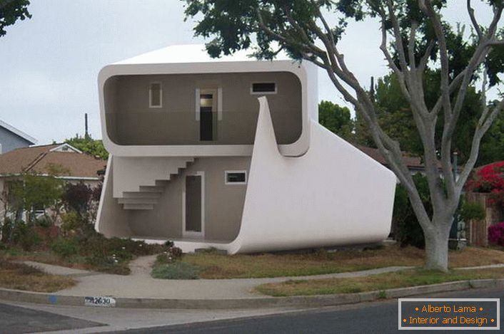 Neobičan dizajn dvospratne modularne kuće privlači oko. Dizajn kuće pogodan je za cjelogodišnji život. 