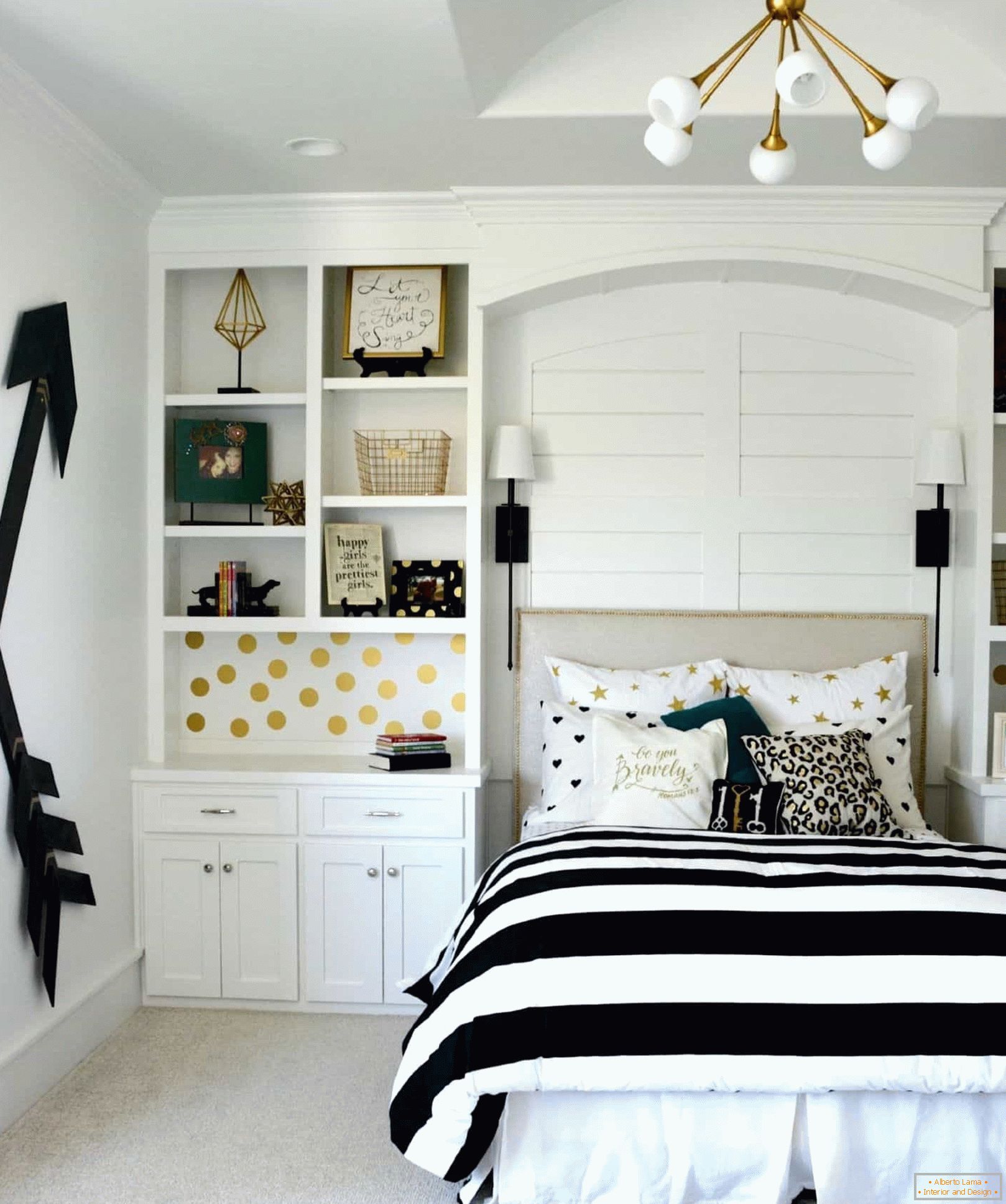 Crno-bela soba dizajn za tinejdžerku