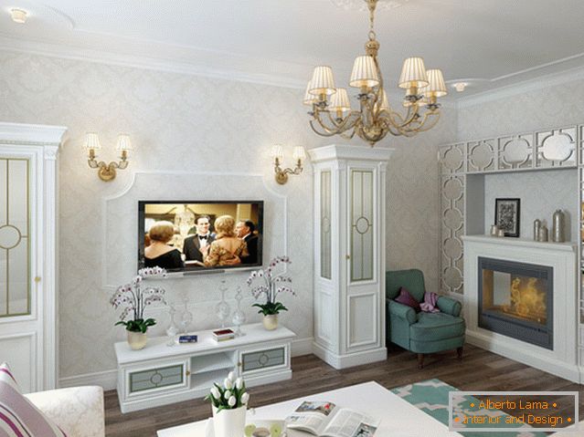 Primer unutrašnjeg dizajna male dnevne sobe na fotografiji