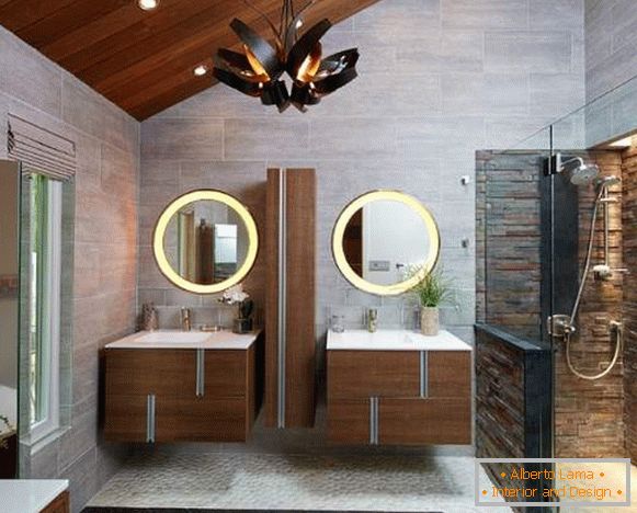 Prekrasne kupaonice - fotografije dekoracije drveta i kamena