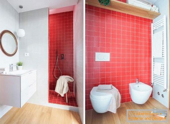 Kako lepo napraviti kupatilo - fotografija crvene pločice