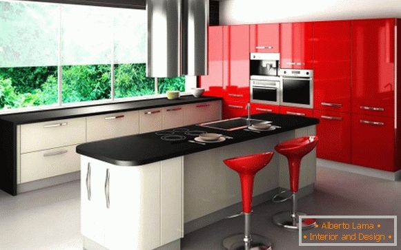 Crvena crna kuhinja dizajn foto 31