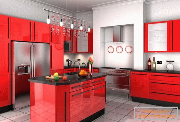 Crvena crna kuhinja dizajn foto 32