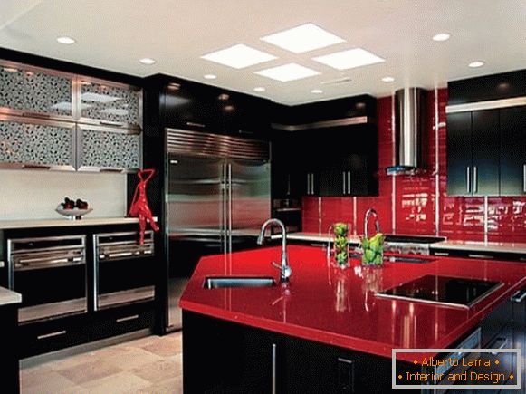 Crvena crna kuhinja dizajn foto 33