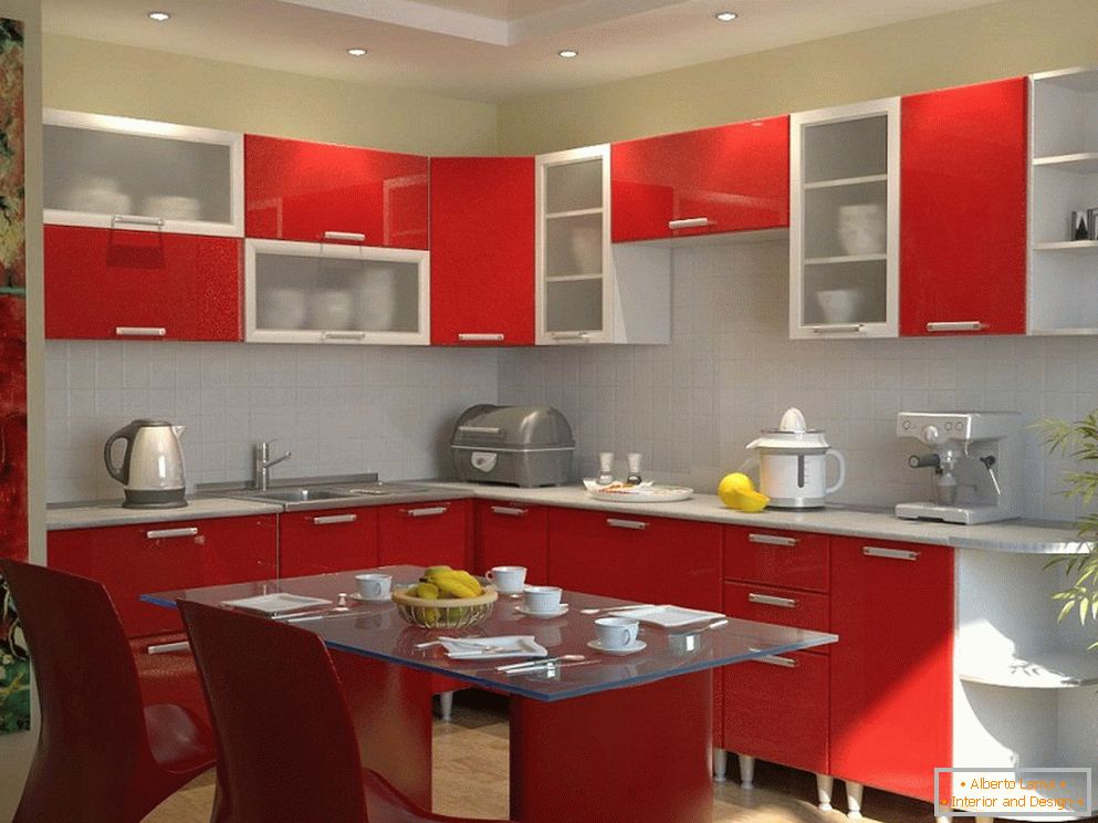 Kuhinjski namještaj sa crvenom fasadom