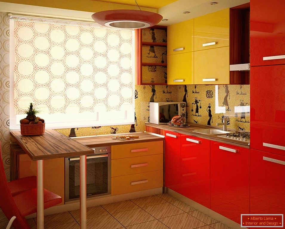 Crvena i žuta kuhinja