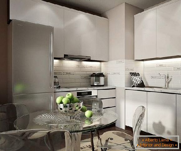 Dizajn kvadratne kuhinje 20 m² M, foto 23