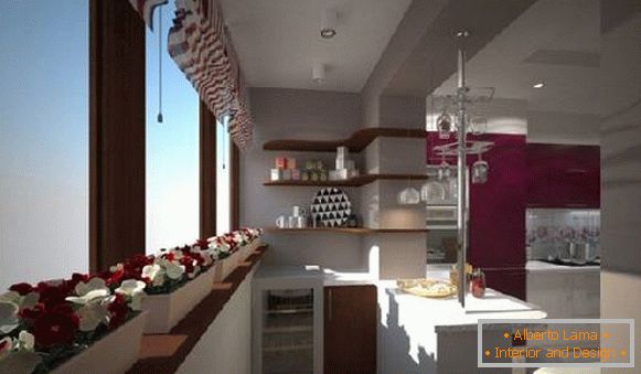 dizajn kuhinje sa balkonom, foto 3