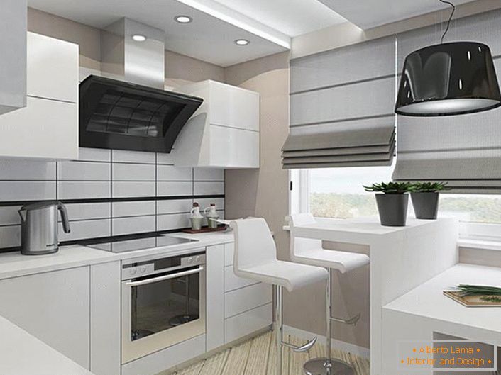 Stil minimalizma je idealan za male kuhinje, gde je problem štednje dragocenog prostora akutan.